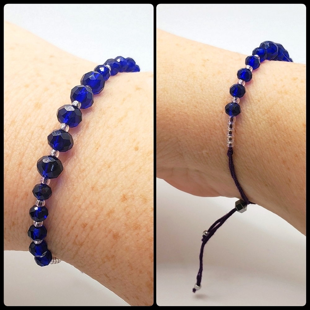 Royal Blue and Lilac Beaded Friendship Bracelet